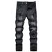 Men's Clothing Black Ripped Jeans Men's Slim Fit Ripped Jeans - Distressed Black Denim Pants With Mid-Rise Waist & Stretch Comfort For Streetwear_mkmklike.com