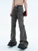 Retro-style Side-pleated Washed Distressed Jeans For Men, Loose Fit, High-waisted, Wide-leg, Floor-length Trousers_mkmklike.com
