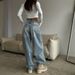 American Retro Low Waist Non Elastic Washed Straight Jeans For Women Autumn New Street Wide Leg Denim Pants For Women_mkmklike.com