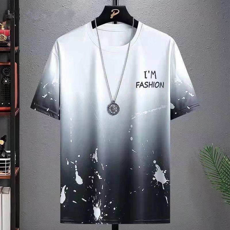 Men's Clothing casual sports suit 2024 summer new style handsome matching shorts Korean version large size loose ice silk short sleeves_mkmklike.com