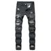 Men's Clothing Fashion Motorcycle Men's Personality Wrinkled Slim Fit Pants Fashion Ripped Trendy Jeans_mkmklike.com