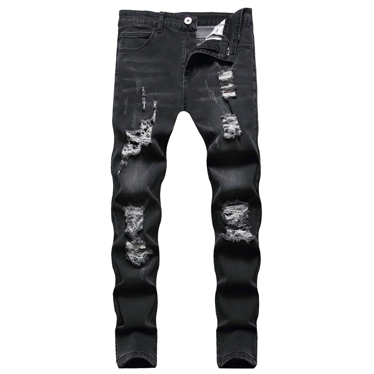 Mens Slim Fit Straight Tube Retro Hip Hop Pants Street Jeans Pants Summer Thin Pants Straight Blue Jean_mkmklike.com