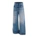 Men's Clothing Washed Blue Flared Jeans Vintage Washed Blue Straight Leg Jeans, High Street Drop Cuff Denim Pants For Men (S-3XL, Distressed Finish)_mkmklike.com