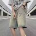 Men's Yellowish Brown Denim Shorts High Waist Straight Leg Casual Loose Five Point Summer Retro Trendy Brand_mkmklike.com