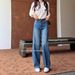High-Waisted Flared Jeans For Women – Retro Blue Wide-Leg Trousers With Curved Hem, Pear-Shape Friendly (S-Xxl)_mkmklike.com