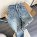 High-Street Vintage Blue Jeans With Rose Embroidery & Rhinestones – High-Waisted Washed Denim | Slim Straight Leg Pants For Women_mkmklike.com