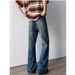 Men's Straight Leg Jeans Japanese Style Harajuku Inspired New Washed Whiskered Floor Length Slightly Flared Denim With Minimalist Look_mkmklike.com