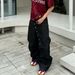 Men's Clothing High Street Style Curved Long Button Scimitar Jeans For Men, Summer Loose American Clean Fit Wide Leg Floor Length Trousers Trendy_mkmklike.com