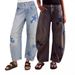 Vintage Low-Rise Flare Jeans For Women – Distressed Washed Denim With Embroidery (S-L, 90s Retro Street Style)_mkmklike.com