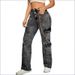 Men’s & Women’s High-Stretch Cargo Jeans – Utility Pants With Multiple Pockets & Chain Accents (Black, S-5XL)_mkmklike.com
