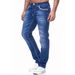 Men's Stretch Skinny Jeans Multi Layered Design Slim Fit Blue Trousers Comfortable & Stylish Denim For Casual_mkmklike.com
