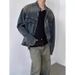 Men's Vintage Blue Denim Jacket – Oversized Pocket Zip-Up Coat With Stand Collar (S-XXXL, 60% Cotton, Relaxed Fit, Hip-Hop Streetwear Essential)_mkmklike.com