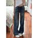 Women's Retro Patchwork Flared Jeans Low Waist Wide Leg Pants Versatile Floor-Length Casual Denim for Spring And Autumn_mkmklike.com