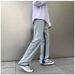 Men's Retro Style Loose Fit Denim Jeans Fashion Cropped Simple Design_mkmklike.com