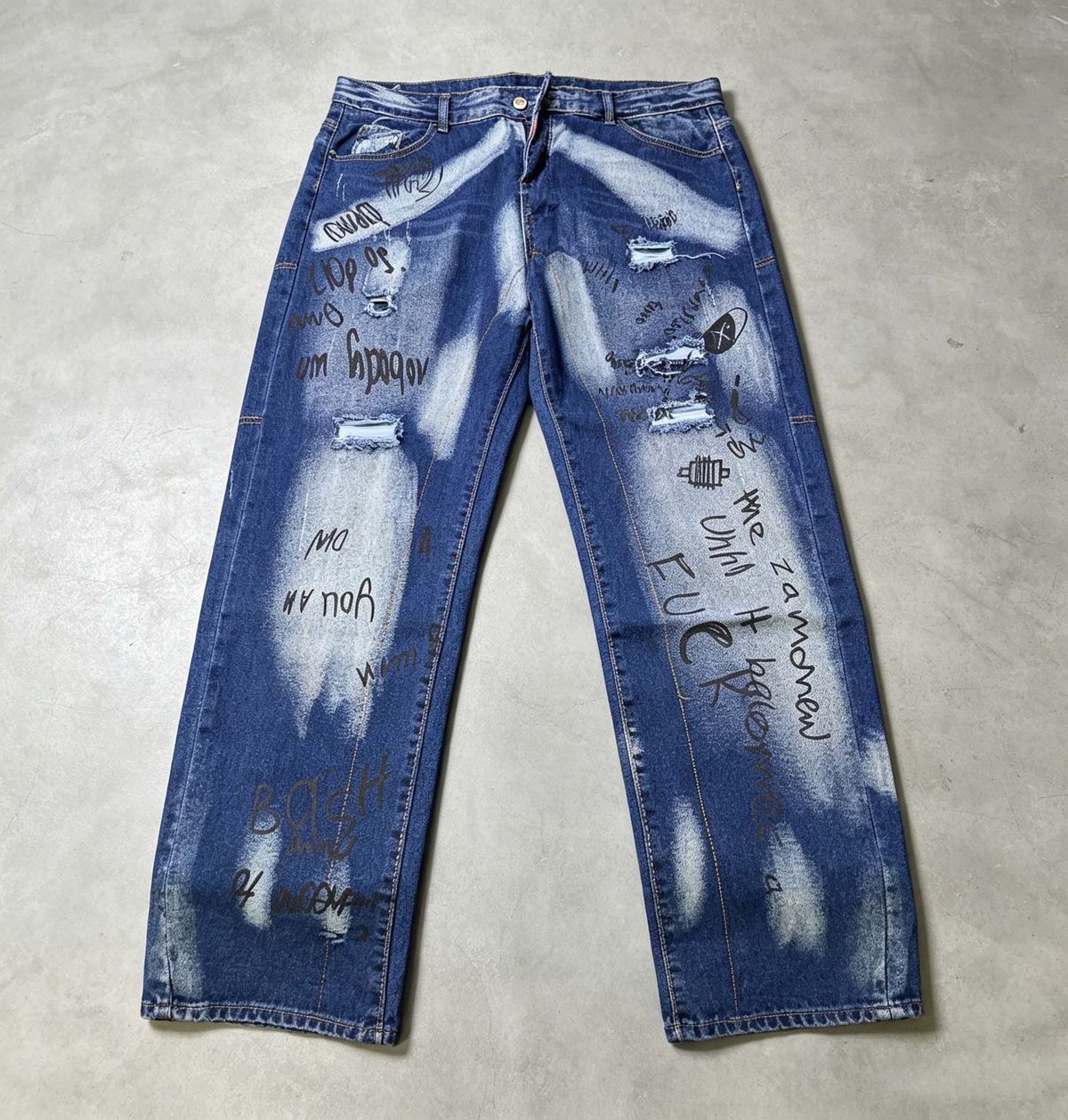 Men's Slim Fit Jeans With Ripped & Patch Details, Casual Stretch Denim Pants For Everyday Wear, Blue_mkmklike.com