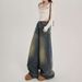 Women's High-Waisted Wide-Leg Jeans – Vintage Retro Stretch Denim Pants With Straight Hem & Floor-Length Fit (XS-4XL)_mkmklike.com