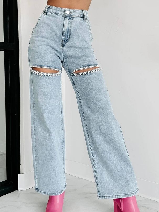 Women's Clothing Spring And Summer Fashion Casual Ripped Straight Women's Jeans_mkmklike.com