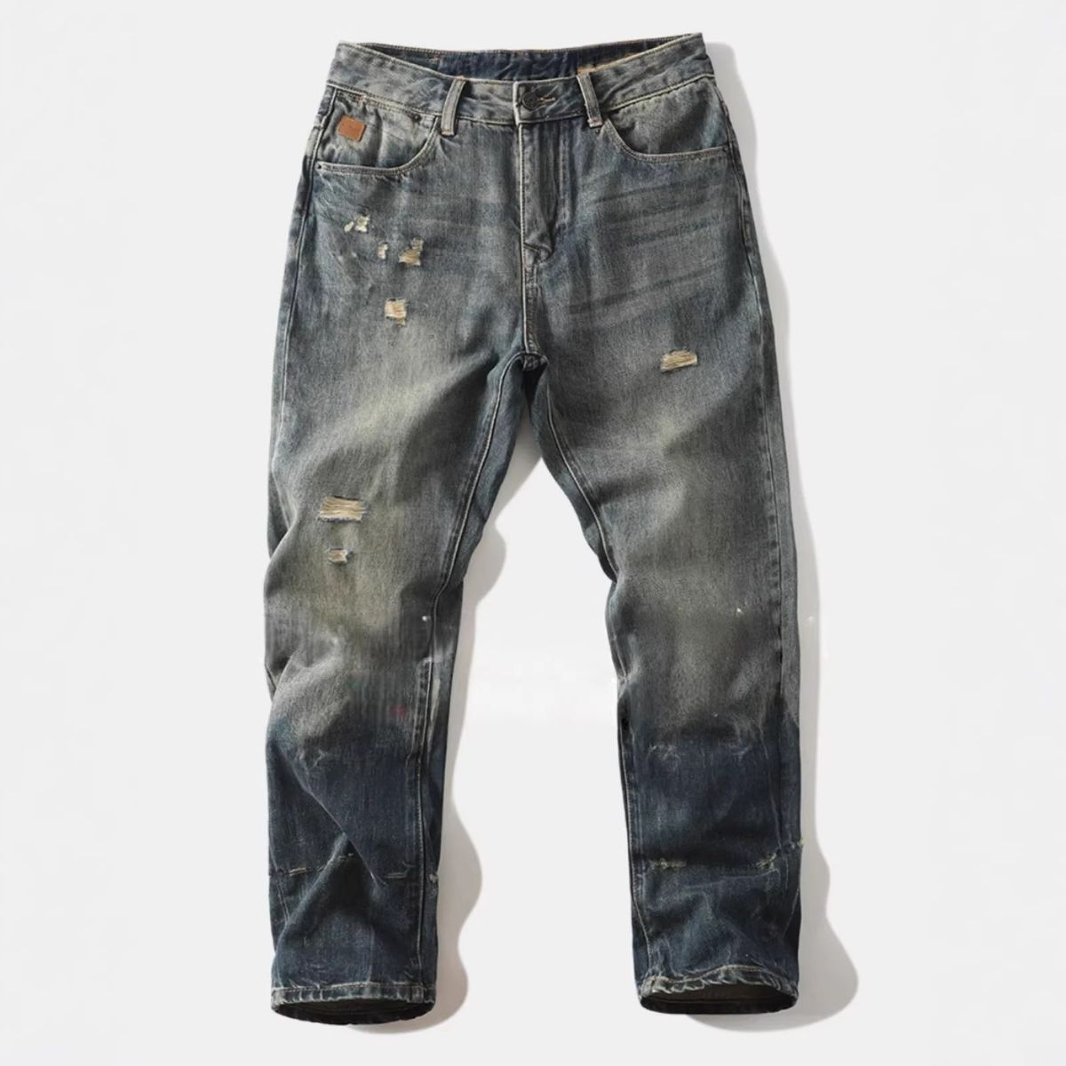 Men's Casual Loose Fit Ripped Straight Leg Jeans Retro American Style European And American_mkmklike.com
