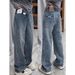 Retro High-Waisted Wide Leg Jeans For Women Loose Fit Slimming Straight Leg Plus Size Spring Autumn Stylish Clothing_mkmklike.com