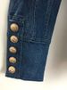 K Ladies' Double-breasted Denim Jacket With Lion Buttons; Slim-fit Small Coat._mkmklike.com