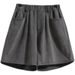 2025 Summer New A Line Thin Tencel Denim Shorts Women's Versatile Loose High Waist Wide Leg Pants_mkmklike.com