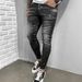Slim Fit Stretch Denim Jeans For Men - High Street Fashion Black Stretchable Cotton Trousers With Mid-Rise Waist & Zip Fly_mkmklike.com