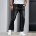 Men's Clothing Popular Stretch Men's Casual Solid Color Jeans Men's Slim Fit Versatile Black Gray Dark Blue Men's Trousers_mkmklike.com