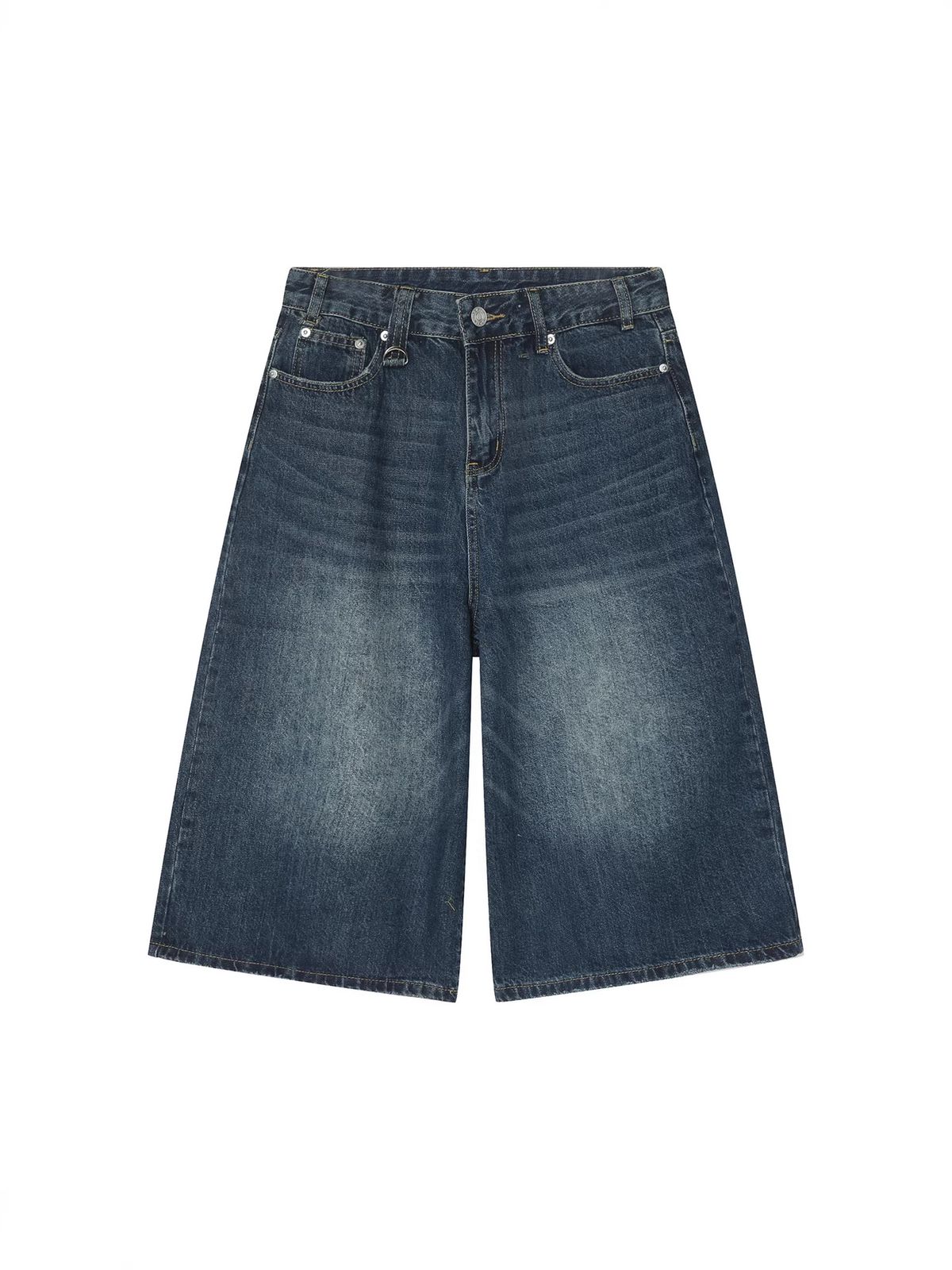 Vintage Washed Denim Shorts For Men – Relaxed Fit, Mid-Length, Straight Leg – Retro Summer Casual Shorts (Multiple Colors & Sizes)_mkmklike.com