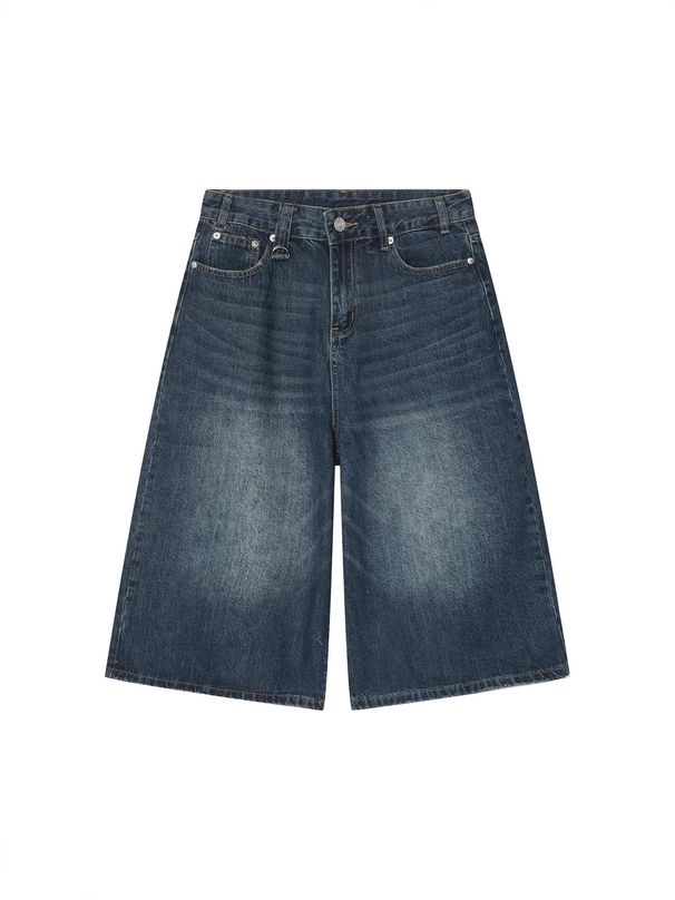 Vintage Washed Denim Shorts For Men – Relaxed Fit, Mid-Length, Straight Leg – Retro Summer Casual Shorts (Multiple Colors & Sizes)_mkmklike.com