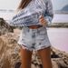 Women's Clothing Distressed Slim Fit Tassel Denim Stretch Comfort Shorts Casual Jeans For Ladies_mkmklike.com
