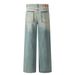 Washed Vintage Wide-Leg Jeans For Men, Street Punk Design, Pocket Personality Loose Straight Pants_mkmklike.com