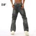 EF JEANS | 2024 New Washed Black Ash White Lightning Crack High Street Personality Jeans Trendy Men And Women_mkmklike.com