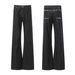 Men's Clothing American Retro Slim Fit Washed Flared Jeans Embroidered Scimitar Cut Loose Wide Leg Floor Length Trousers_mkmklike.com