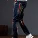 Cross-border New Fashion Niche Design Jeans Men's Holes, Ink Splashing Paint Trendy Brand Slim-fitting Small Feet Pants Men_mkmklike.com