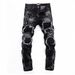 Men's Slim Fit Distressed Denim Pants – Punk Rivet Details, Stretch Skinny Jeans For Streetwear & Urban Style (Black, 28-36)_mkmklike.com