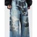 Vintage Checkered Print Jeans – Distressed Denim Pants For Men & Women (S-3XL, Washed Blue)_mkmklike.com