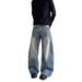 Vintage-Inspired High Street Cleanfit Bamboo Knot Distressed Bootcut Jeans For Men - Straight Leg With Slight Flare, Trendy Long Pants_mkmklike.com
