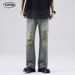LKTM Wear # Summer Hole Micro Pull Jeans Men's American Trendy Brand Washed Loose Versatile Floor Pants 03E_mkmklike.com