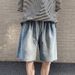 Hong Kong Style Retro Denim Shorts Men's Trendy Brand Loose Straight Internet Celebrity 5 Points Pants Ins Versatile Elastic Waist Dad Pants_mkmklike.com