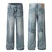Men's Clothing 2025 Neutral Trendy Washed Blue Design High End Men's Straight Loose Jeans_mkmklike.com