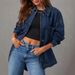 Women's Oversized Boyfriend Denim Jacket Button Down Long Sleeve Two Piece Casual Outerwear_mkmklike.com
