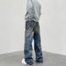 Women's Clothing 3D Printed Straight Loose Ink Splashed Print High Distressed Jeans_mkmklike.com