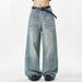 Men's Vintage Washed Distressed Jeans Light Blue Relaxed Wide-Leg Denim Pants 90s Streetwear Style Scraped Details_mkmklike.com
