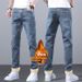 BOY Slim Fit Korean Style Winter 2024 Fashion Jeans New Trendy Loose Straight Spring Autumn Men's Long Pants_mkmklike.com