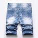 Men's Clothing Fashion Elastic Printed Personalized Denim Shorts_mkmklike.com