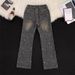 Vintage Washed Blue Jacquard Print Men's Jeans - American Vibe Straight Relaxed Fit With Slight Flare & Deconstructed Hem_mkmklike.com