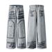 Men's Clothing Jeans Hand Painted Graffiti Dirty Jeans Men And Women Wide Leg Loose Washed Trousers_mkmklike.com