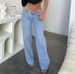 Women's Clothing High-Waisted Wide-Leg Jeans – Relaxed Streetwear Denim With Patchwork Detailing (Light Blue, S-2XL)_mkmklike.com
