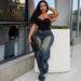 Women's Wide Leg Jeans European American Style Washed Tie Dye Distressed Straight Leg Cargo Pants Fashion_mkmklike.com