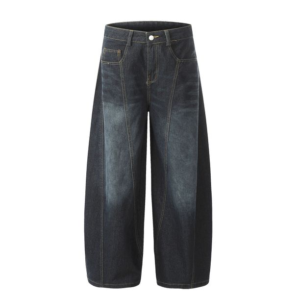 New Autumn Korean Style Washed Jeans Solid Color Straight Loose Men's Casual Pants_mkmklike.com